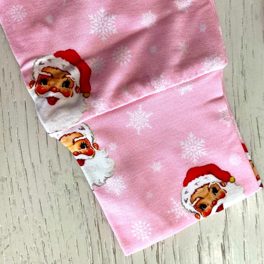 Festive Pink Red Santa Little Girl’s Long Sleeve Christmas Bamboo Pajamas Set 5T - Picture 3 of 6